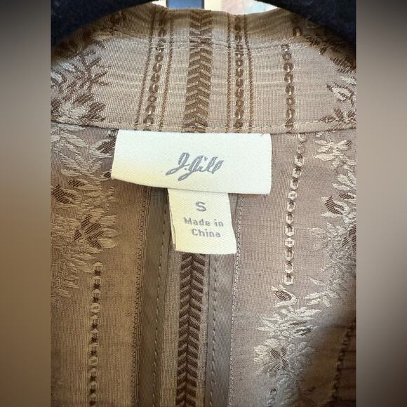 J. Jill Button Front Embroidered Jacket Blazer Olive Brown Women’s Small - Picture 4 of 5